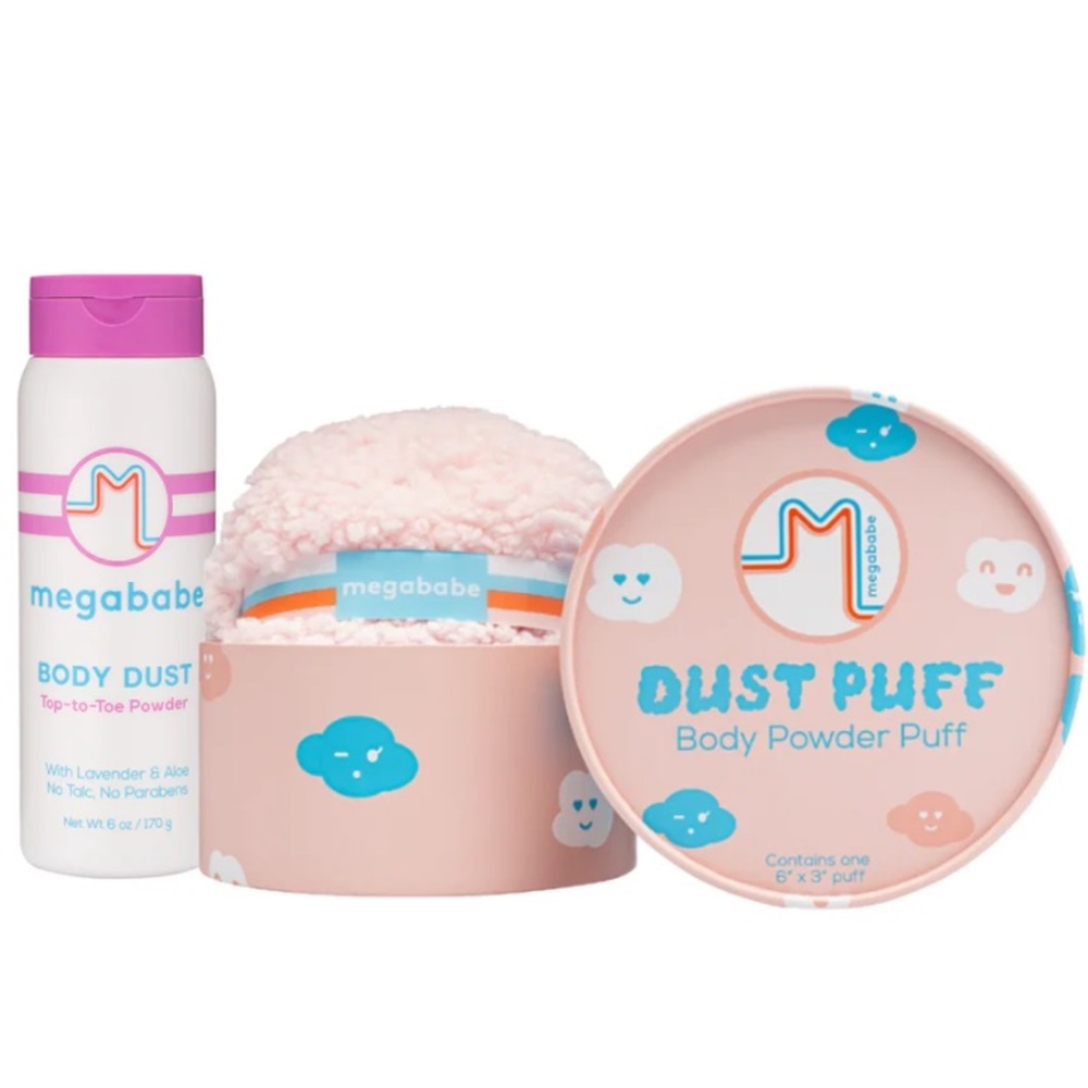 NWT! Megababe Pink Body Dust and Puff Set